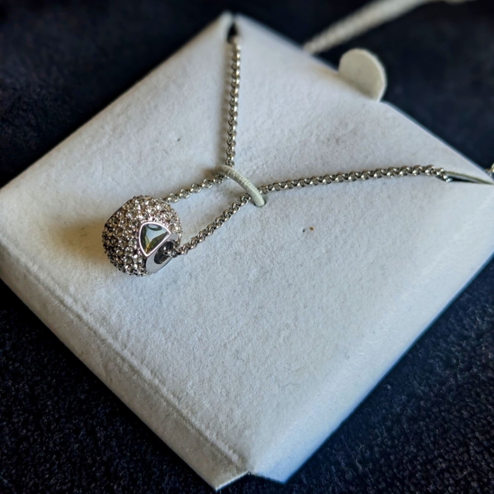 Swarovski crystal disco ball slider pendant necklace